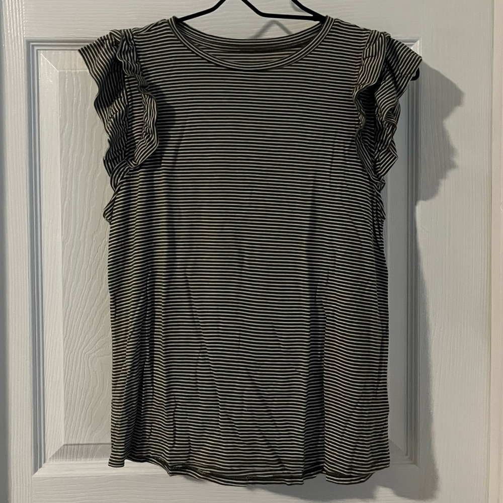 Cute Green and White Striped Top